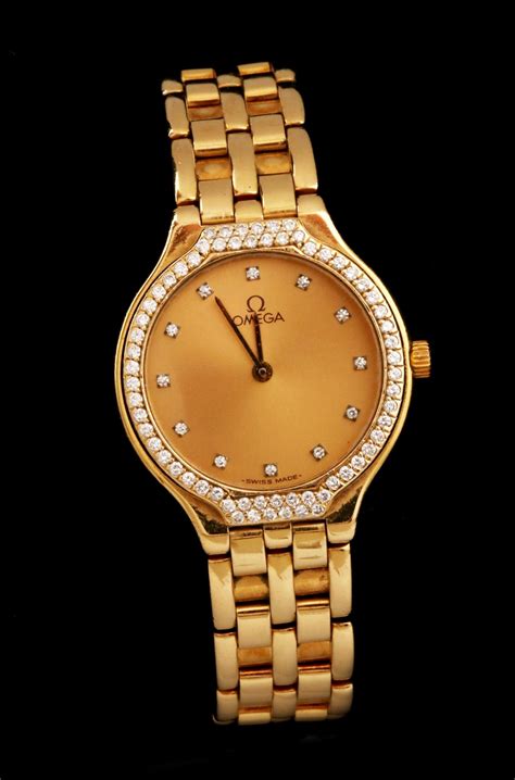 omega 18k ladies watch|18ct gold omega ladies watch.